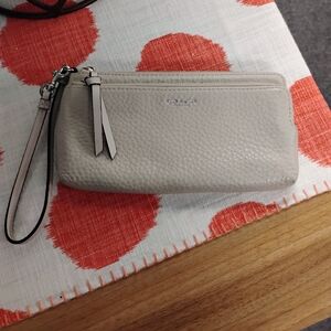 Coach Cream Leather Wristlet